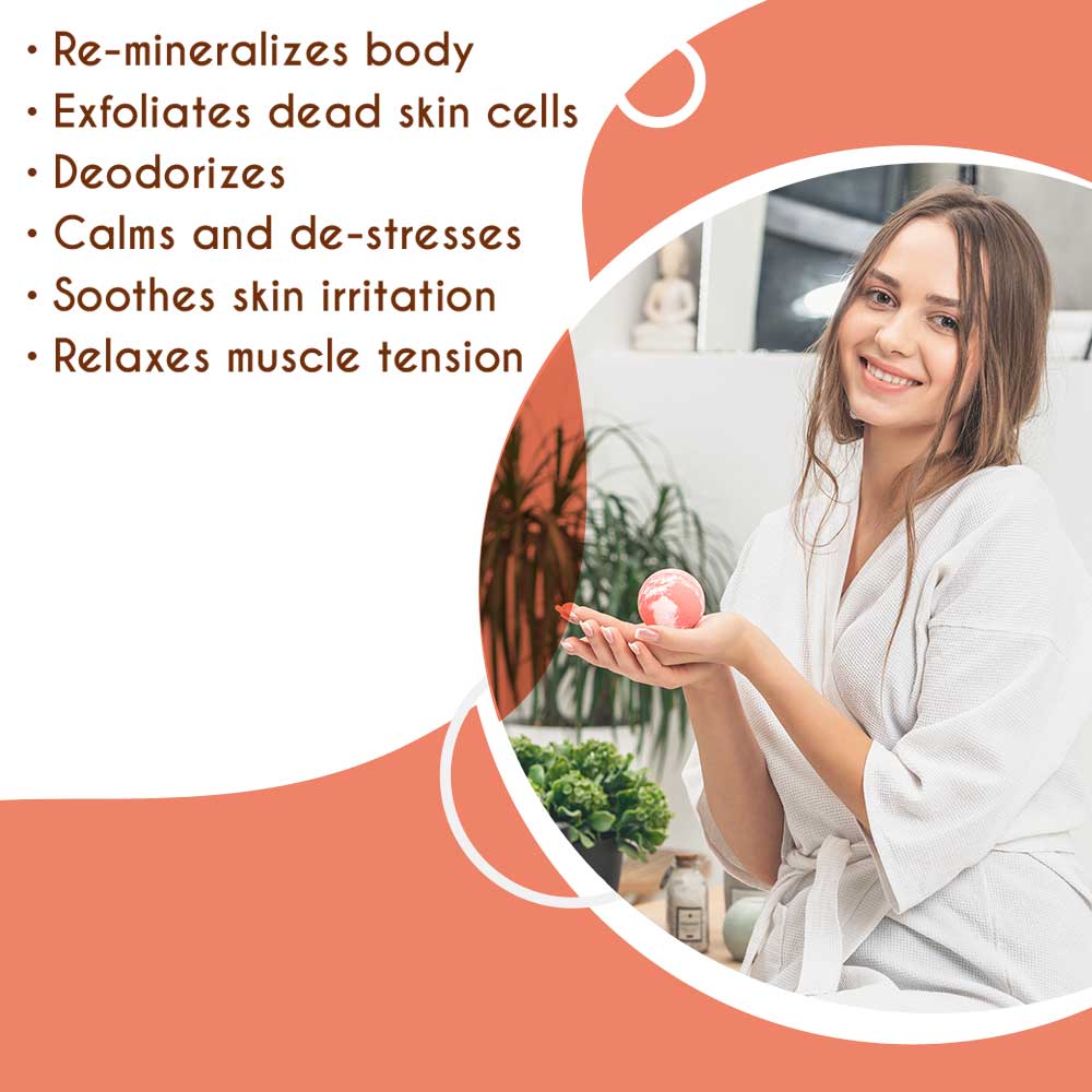 Himalayan Pink Salt Bath Ball by Pride of India – Easily Soluble – Good for Refreshing & Hydrating Bath – Mineral Rich Spa Ritual – Easy to Use - Ideal Gift for Any Occasion - Be YOUnique