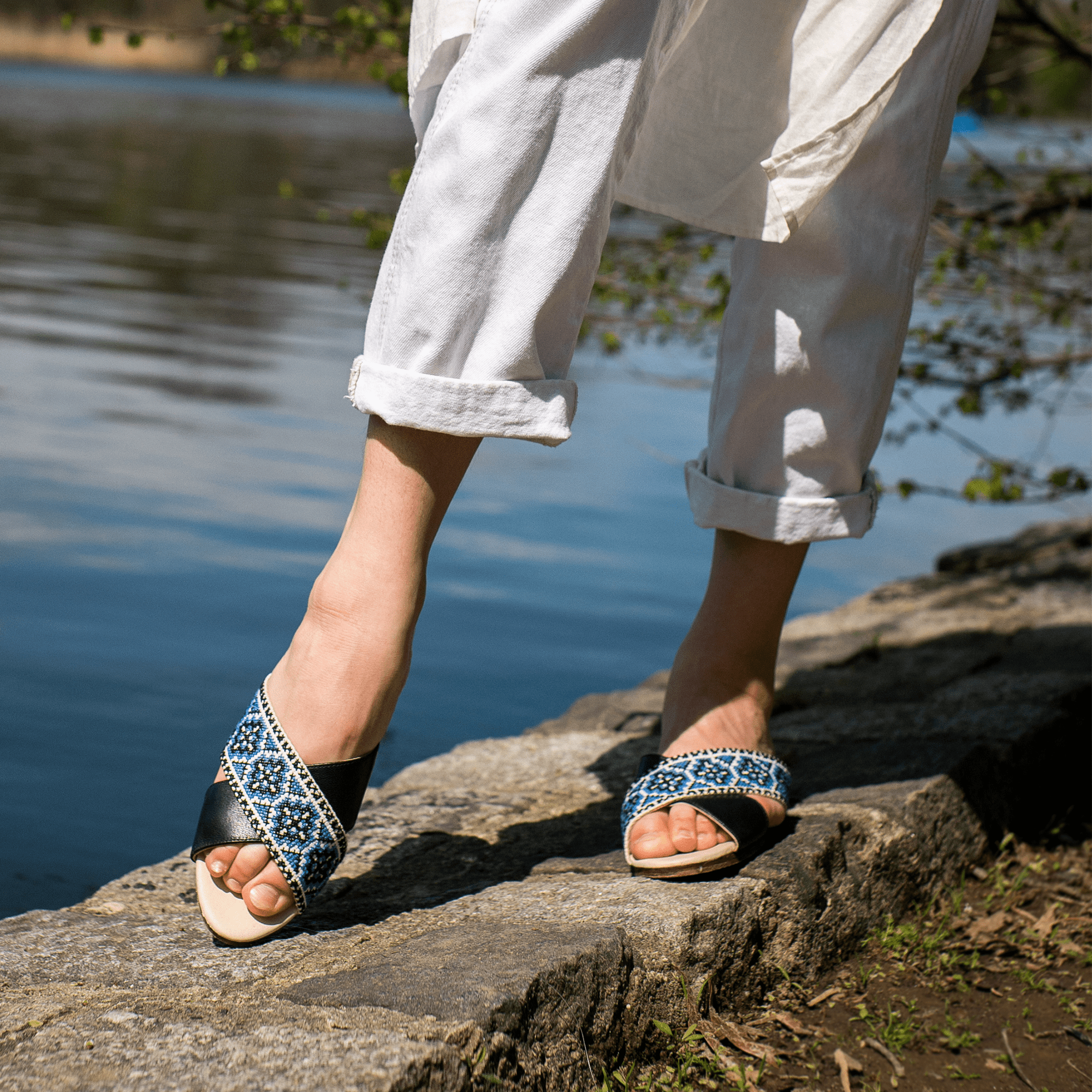 Mona Cross Strap Sandal - Sapphire Blue - Be YOUnique