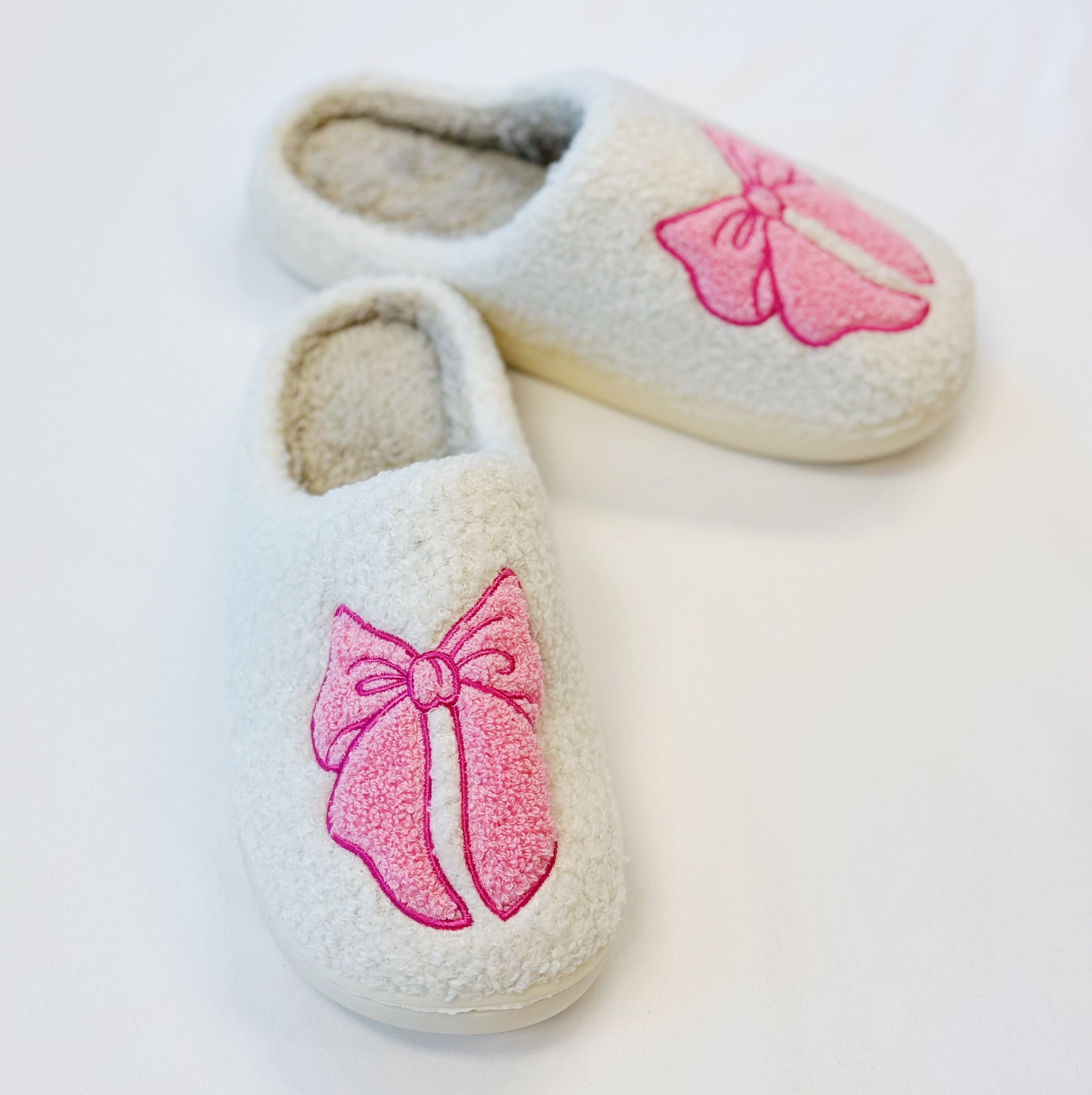 Pink Lounge Bow Cozy Slippers - Be YOUnique