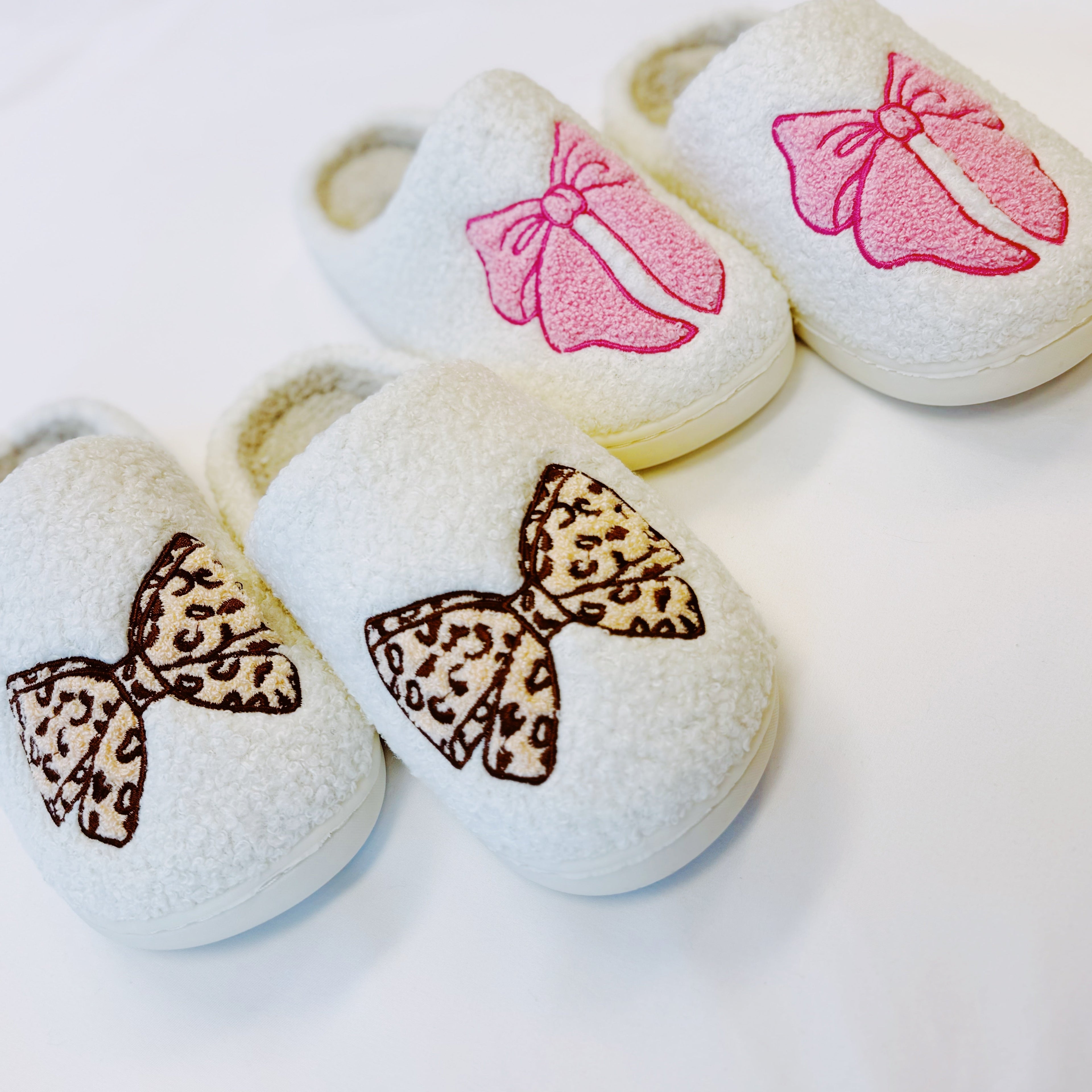 Pink Lounge Bow Cozy Slippers - Be YOUnique