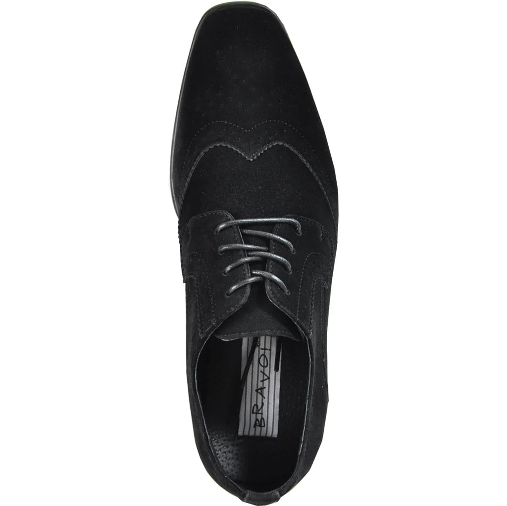 BRAVO Men Dress Shoe KING - 3 Wingtip Oxford Shoe Black - Be YOUnique