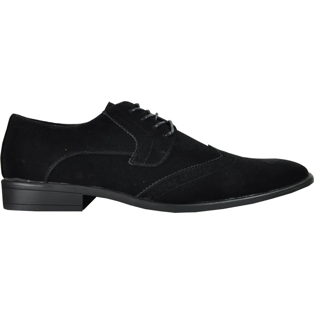 BRAVO Men Dress Shoe KING - 3 Wingtip Oxford Shoe Black - Be YOUnique