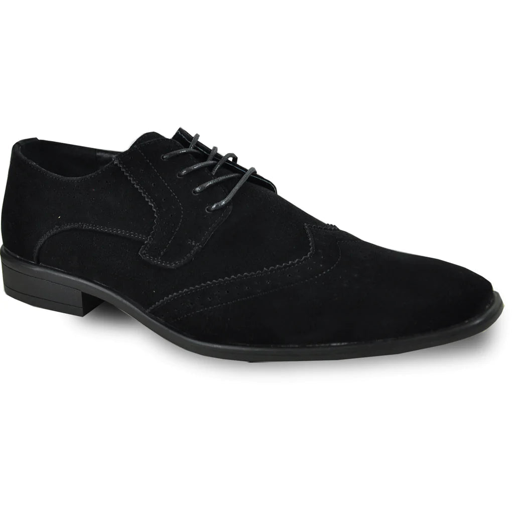 BRAVO Men Dress Shoe KING - 3 Wingtip Oxford Shoe Black - Be YOUnique