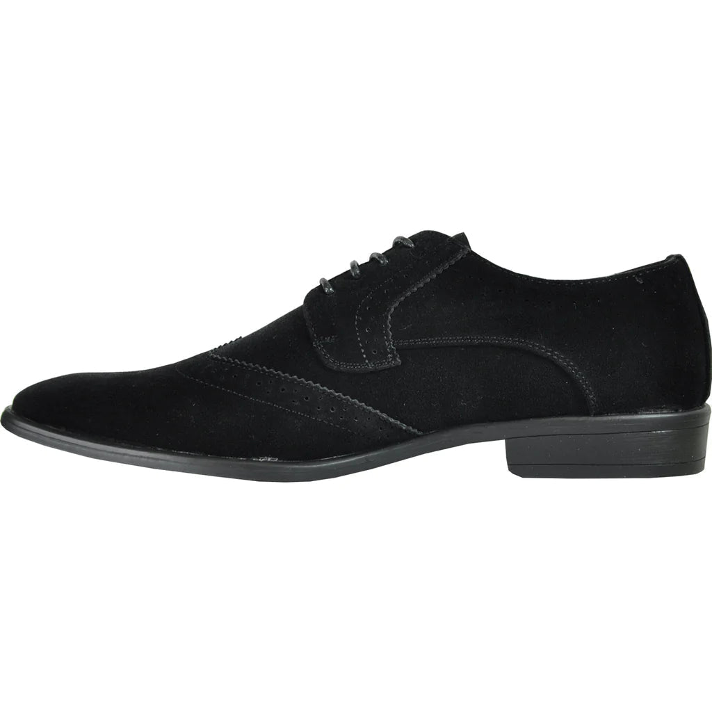 BRAVO Men Dress Shoe KING - 3 Wingtip Oxford Shoe Black - Be YOUnique
