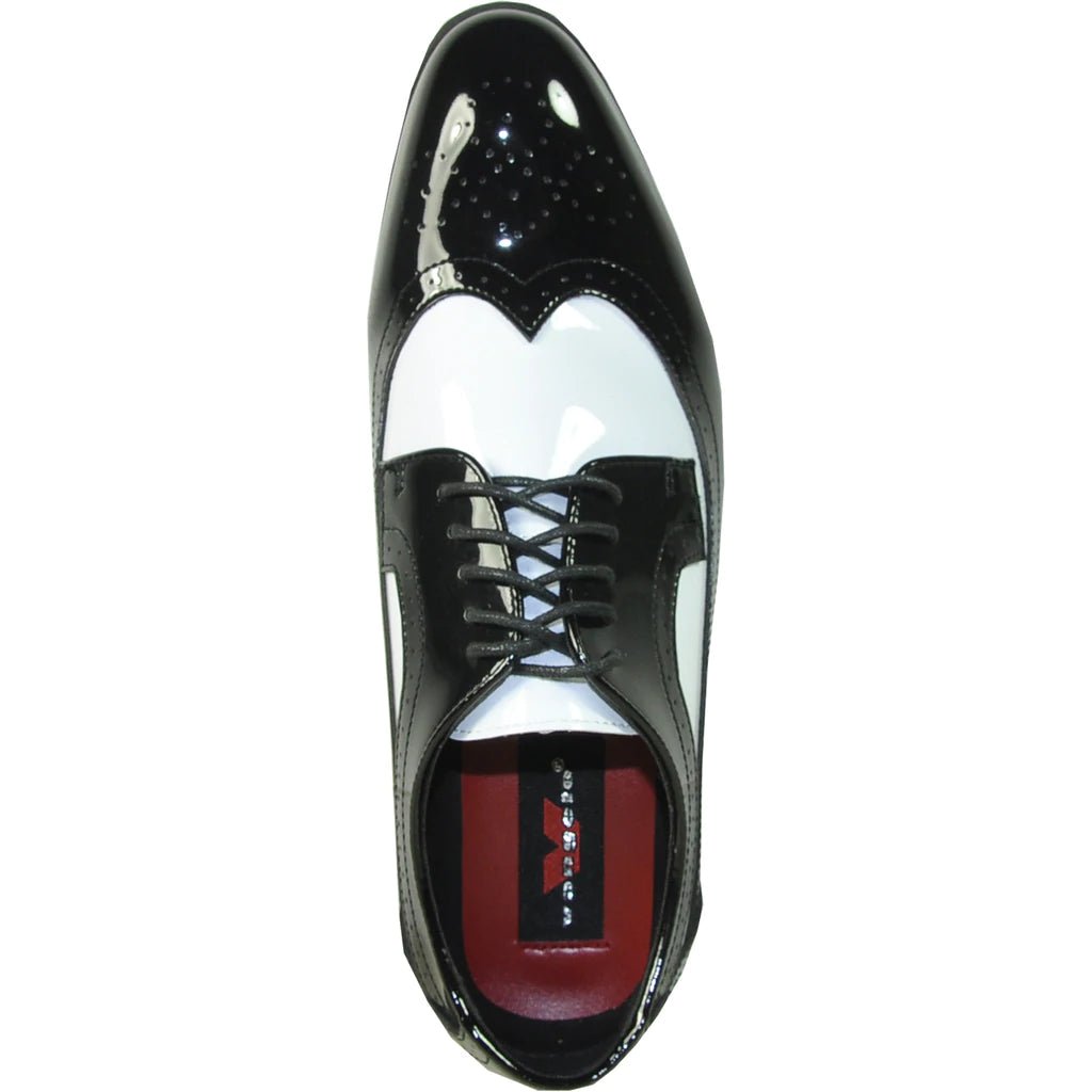 "Telford" Black and White Vangelo Tuxedo Shoes - Be YOUnique