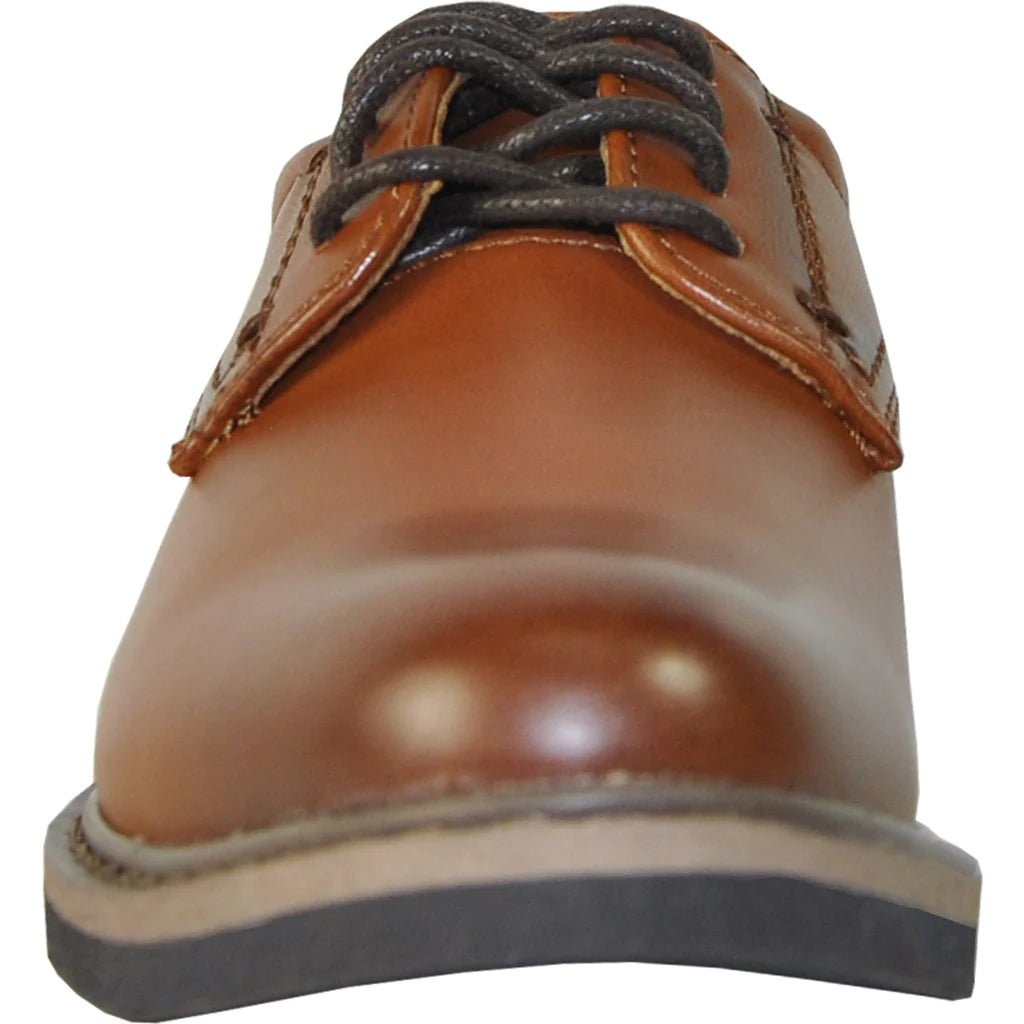 VANGELO Boy VALLO - 1PKID Dress Shoe Formal Tuxedo for Prom & Wedding Brown Matte - Be YOUnique