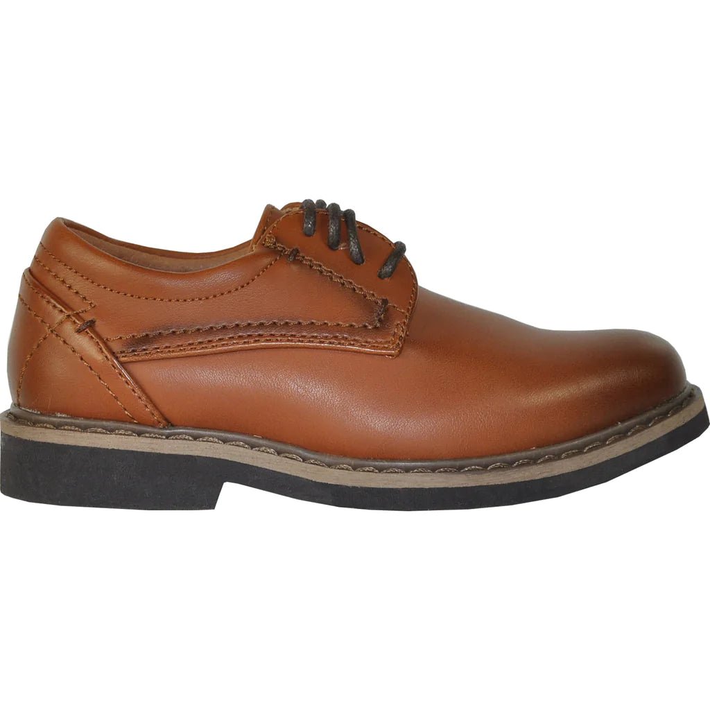 VANGELO Boy VALLO - 1PKID Dress Shoe Formal Tuxedo for Prom & Wedding Brown Matte - Be YOUnique