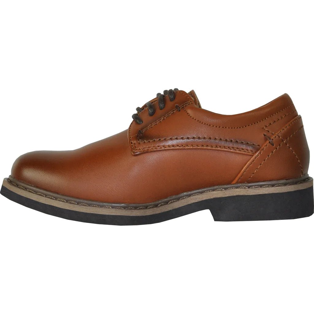VANGELO Boy VALLO - 1PKID Dress Shoe Formal Tuxedo for Prom & Wedding Brown Matte - Be YOUnique